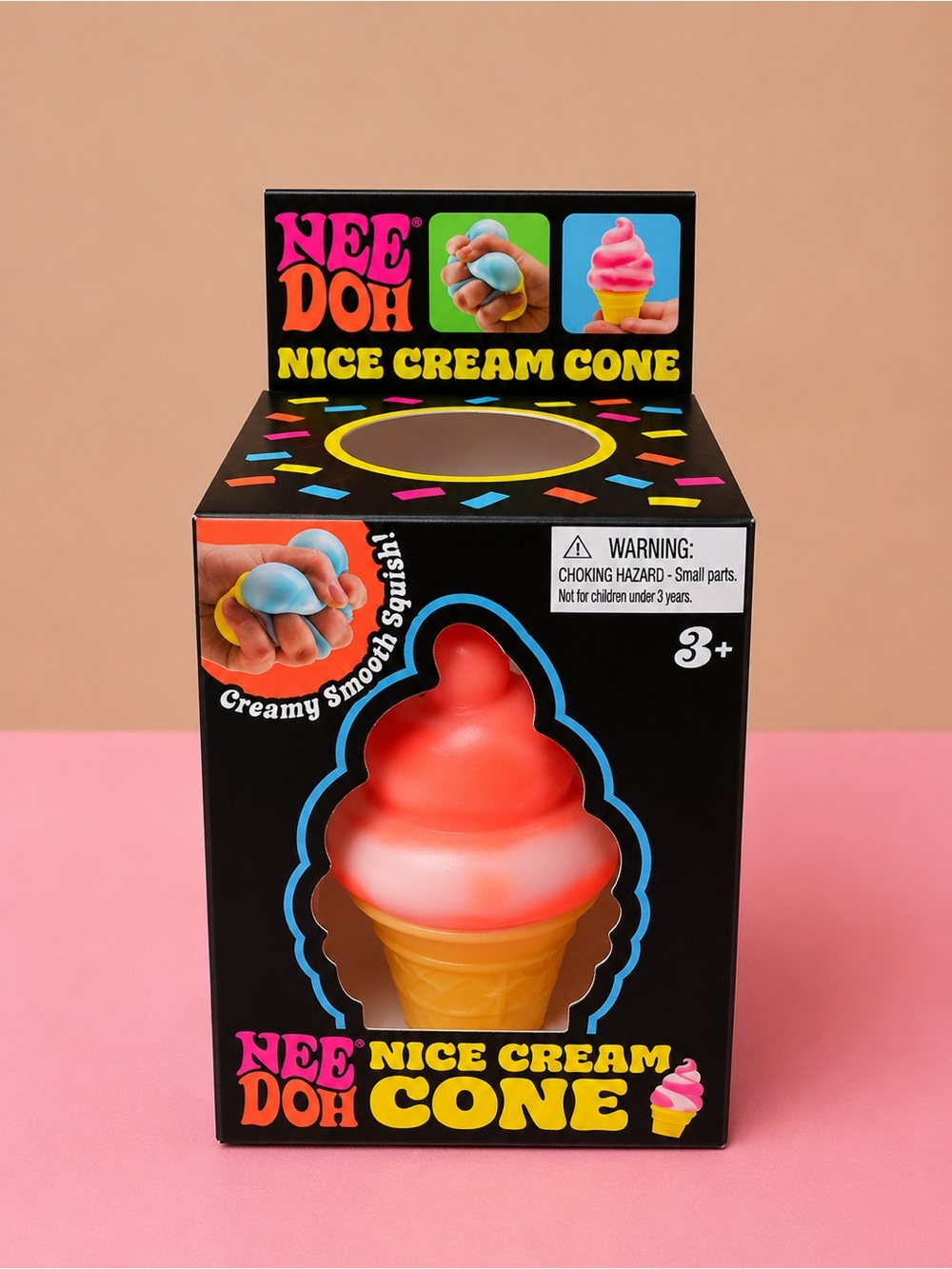 NEEDOH Nice Cream Cone Toy - Pink & Cream Soft Squishy